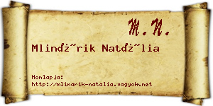 Mlinárik Natália névjegykártya